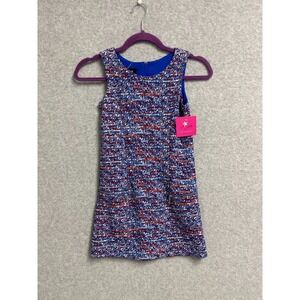 In Girl Mini Sheath Dress Womens 8 Multicolor Tweed Lined Round Neck Back Zip